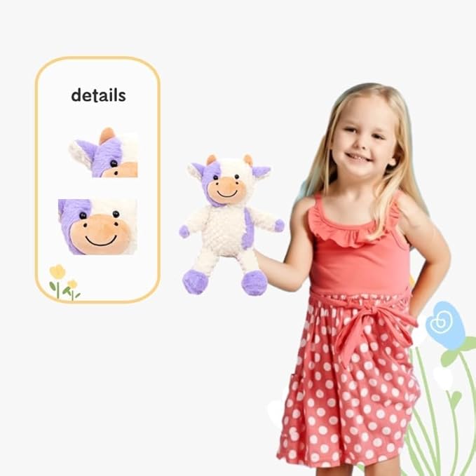 Cow Stuffed Animal Cow Plush Doll Toy 11.8 inch for Girls Boys Christmas Children's (Stand Cow Purple)