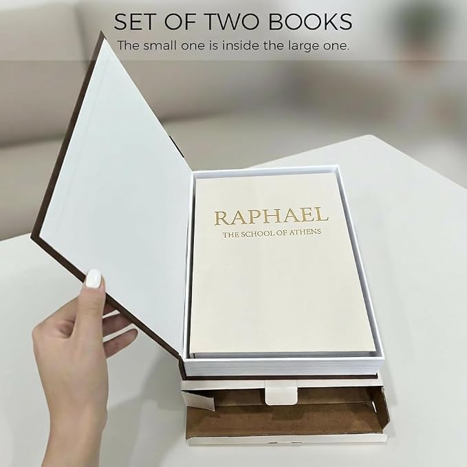 Upgraded Decorative Books for Home Decor - Coffee Table Faux Books for Decoration, Linen Fake Book Storage Box for Entryway, Bookshelf, Modern, Boho, Farmhouse & Neutral Aesthetic Decor, Set of 2