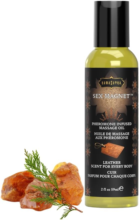 KAMA SUTRA Sex Magnet Pheromone Massage Oil Leather- 2 Fl Oz Bold Leather Scent