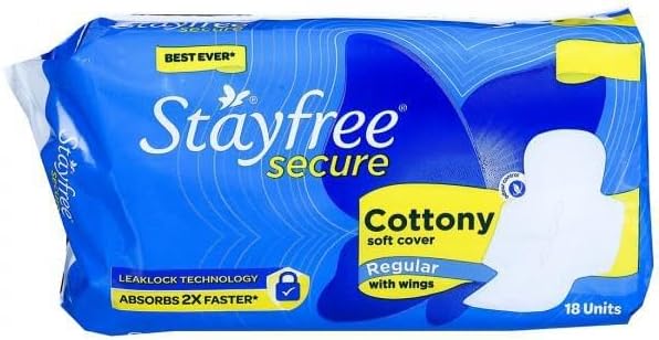 Stayfree Secure Cottony Soft Cover with Wings Sanitary Pads - Regular 18 Count (Pack Of 1)