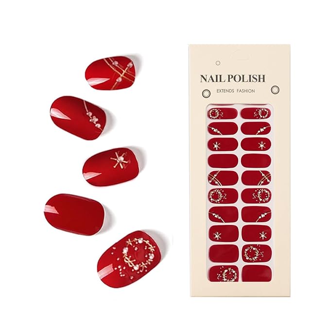Nail Stickers 20 Pieces Full Wraps Nail Polish Strips, Self-Adhesive Gel Nail Art Decals for Women Girls (B4-17)