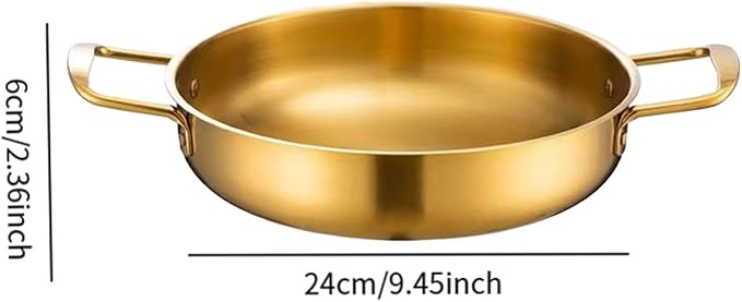 Korean Ramen Cooking Pot with Handles for Instant Noodle Soup and Camping, 24 cm Gold