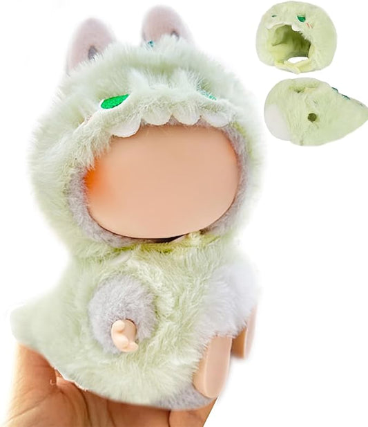 17cm Doll Clothes for Labubu - Plush Clothes for Dolls Outfit - Accessories for 17cm Dolls Clothes -Cute Dinosaur Costume, No Doll Included