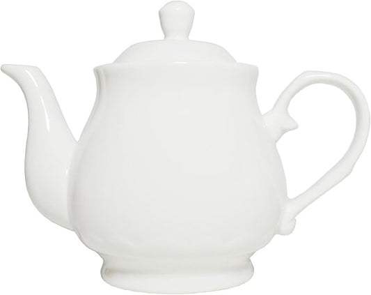 White Porcelain Teapot 400ml, Small Lotus Tea Pot Coffee Tea Water Pot Vintage Ceramic Gooseneck Little Kettle (14oz)