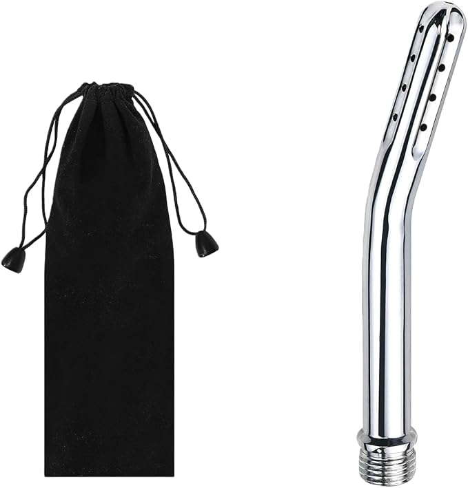 Metal Shower Cleaner Enema Douche System, Handheld Water Shower Nozzle Anal Rinse Vaginal Cleaning Kit Cleaner Attachment for Men Women, Silver