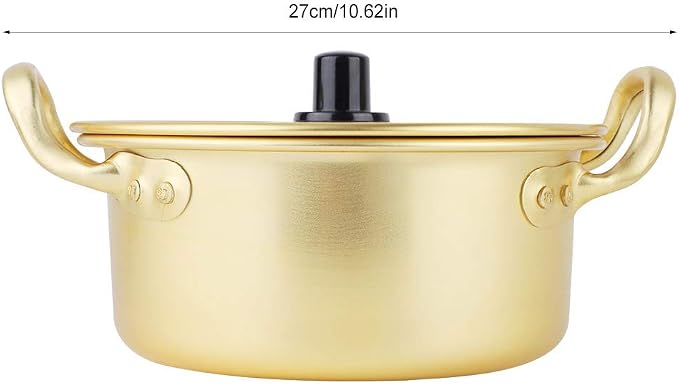 Korean Ramen Noodle Pot,Aluminum Alloy Double Handle Korean Instant Noodles Pot Korean Noodle Cooker Stockpot Cooking Pot with Lid Kitchen Cookware for Soup Pasta Egg (20cm)