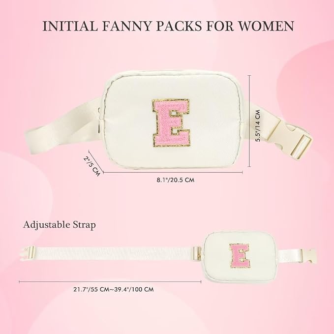 YOOLIFE Initial Crossbody Bag Fanny Pack - Belt Bag for Women Girls, Letter Cross Body Bag for Women Everywhere Belt Bag Monogrammed Girls Purse, Beige K