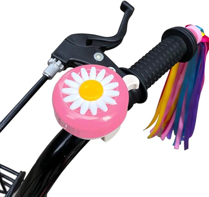 kortes 1 Pack Kids Bike Bell and 2 Pack Kids Bike Streamers for Children's Bike Accessories (Pink, Red,& Blue)