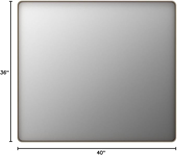 LOAAO 40"X36" Bronze Bathroom Mirrors for Vanity | Rounded Rectangle, Brushed Bronze Metal Frame, Anti-Rust, Tempered Glass, Hangs Horizontally or Vertically