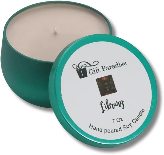 Library Scented Candle, Soy Wax Candle, 7oz, Antique Sandalwood, Aged Books, Book Lover's, Old Book Store, Non Toxic, Soy Wax Amber jar, Wooden Wick, Gift for Student, Librarian