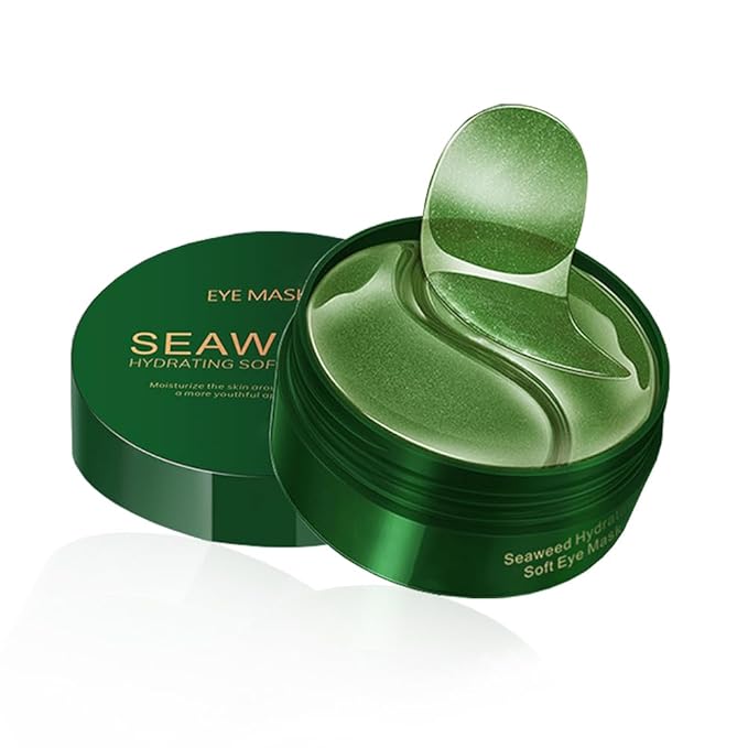 Seaweed Under Eye Patches, Seaweed Essence Eye Mask for Puffy Eyes/Dark Circles/Collagen Eye Care Relieves Pressure and Reduces Wrinkles, Eye Gel Pads for Hydrating and Brightening (60 Pcs)