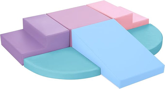 TODIBY 6-Piece Foam Climbing Blocks for Toddlers: Colorful Climbing Gym PU Leather Baby Foam Building Blocks Indoor Toy