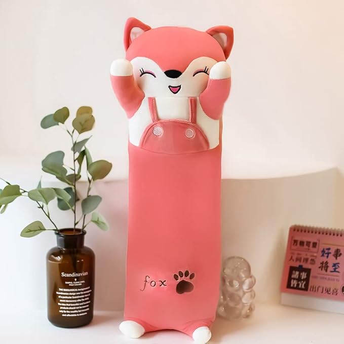 Long Fox Plush Pillow, Pink Fox Soft Plush Toy Cute Long Fox Stuffed Animal, Long Stuffed Animal Plush Pillow for Kids(Fox,35.4inch/90cm)