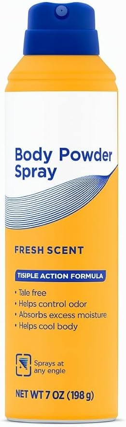 Talc-Free Body Powder Spray for Men & Women, Fresh Scent, Odor Control, Sweat Absorbing, Long-Lasting Dry Protection, 10 oz, Aluminum Can