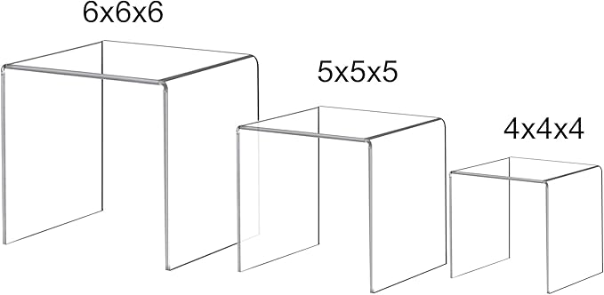 ihomecooker Acylic Riser Square Display Stand For Cupcakes, Arts and Crafts (Clear, 6P-4&5&6INCH)