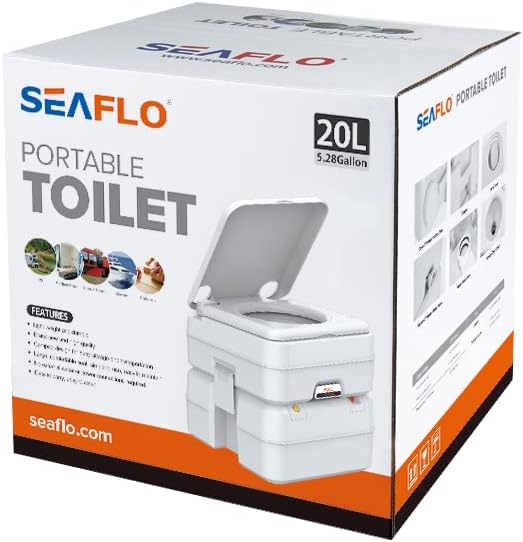 SEAFLO Portable Toilet for RV, Boat, and Camping (5.3 Gallon - Multifunctional)