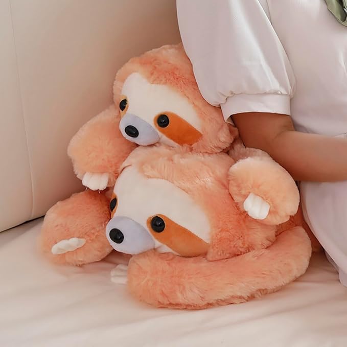 ELAINREN Cuddly Pink Sloth Stuffed Animals Pillow Ultra-Soft Three Toed Sloth Plush Cuddle Toy Lifelike Furry Sloth Plushie Doll Gifts/19.6''