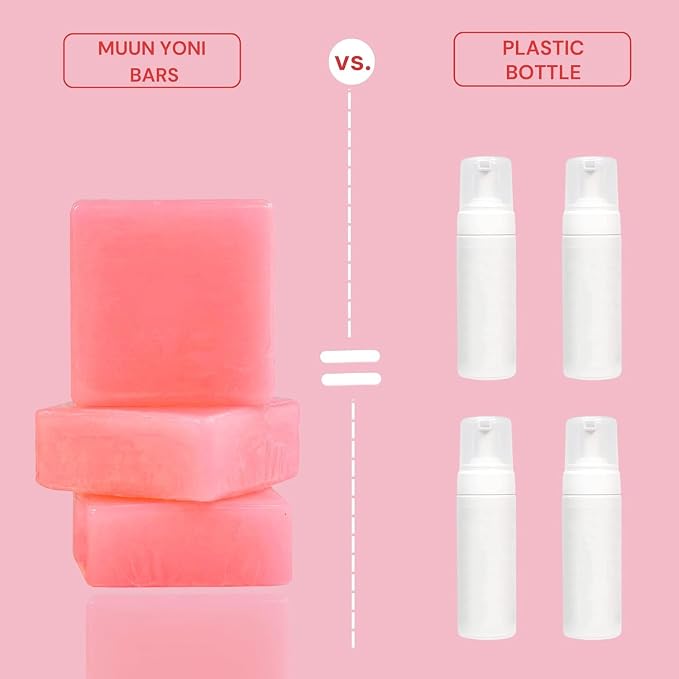 Muun Yoni Soap Bar - Pack 3 Peach pH Balance Natural Ingredients - Gentle Cleansing Formula Eliminates Odor Vaginal Health - Feminine Wash