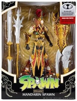 Mcfarlane Toys, Spawn Comic Deluxe Designer Edition 7-inch Mandarin Spawn Action Figure with 22 Moving Parts, Collectible DC Figure with Accessories and Collectors Stand Base – Ages 12+