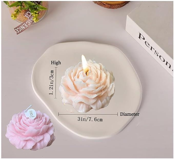 Peony Candles Gifts for Women, Soy Wax Aromatherapy Candle, Room Decor Cute Flower Shaped Scented Candles (Champagne+Pink)