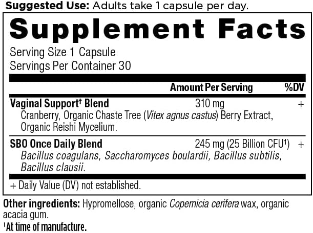 Ancient Nutrition Probiotic for Women, Once Daily Women's Probiotics for Vaginal Health, 30ct, Healthy Yeast Balance for Feminine Care, Made with Cranberry and Apple Cider Vinegar, 25 Billion CFUs*
