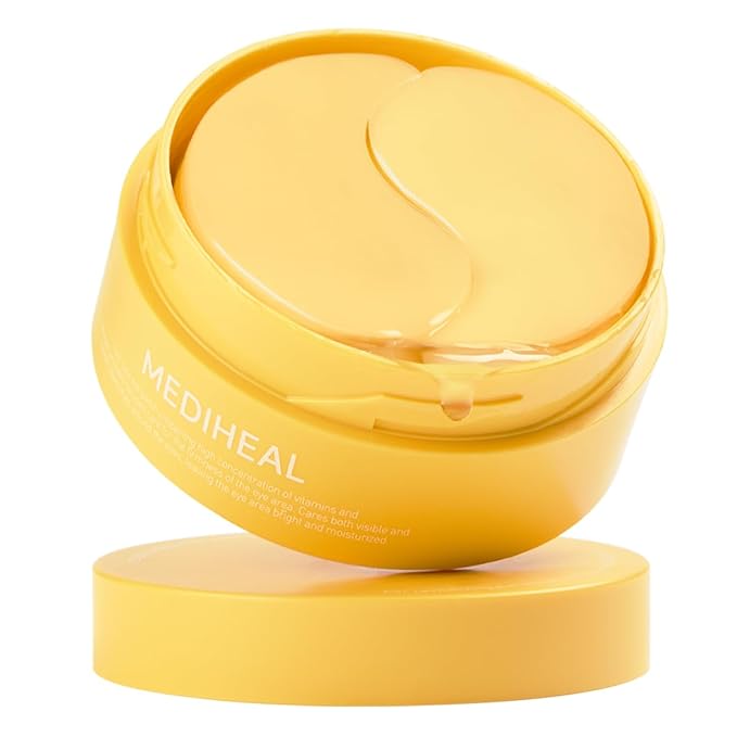 Mediheal Vita Collagen Under Eye Patches for - Korean Hydrogel Eye Pads (60 patches) with 7 Vitamin & 5 Micro Collagen. Moisturizng & Non Irritating Eye Gel Mask. Sealing Cap Included.