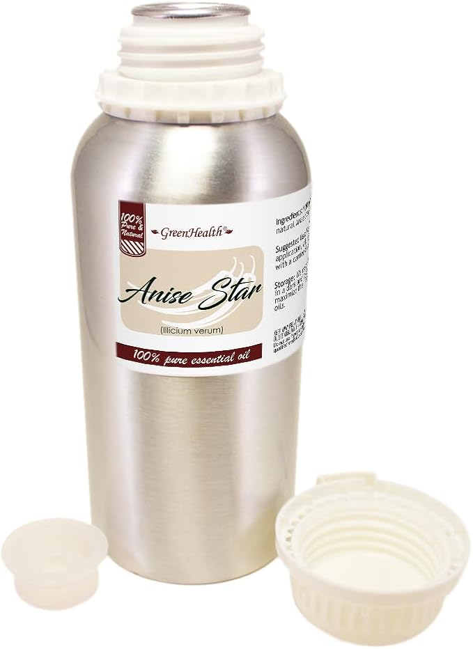 Anise Star Essential Oil 16 oz – 100% Pure & Uncut – Bulk Star Anise Oil for Diffuser, Aromatherapy & DIY – Aluminum Bottle – GreenHealth