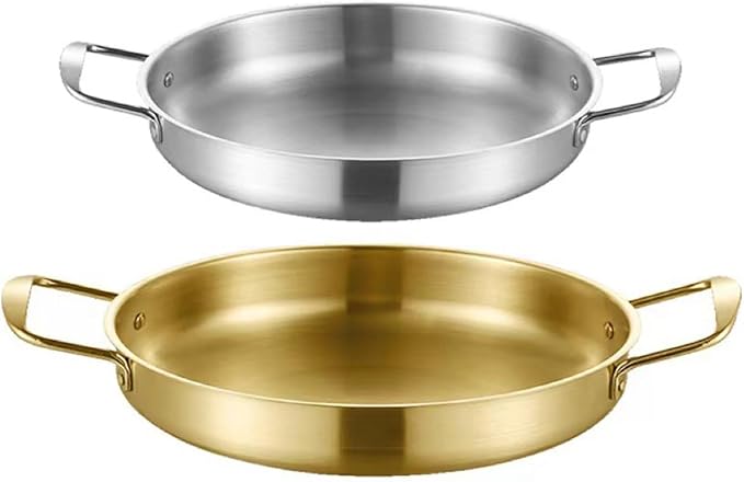 Korean Ramen Cooking Pot with Handles for Instant Noodle Soup and Camping, 24 cm Gold