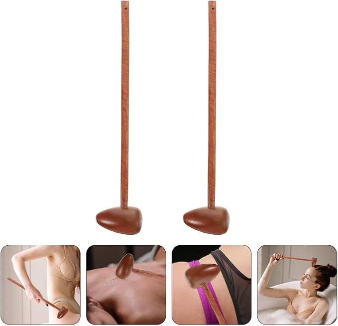 2 Pack Wooden Massage Hammers Body Massage Hammer Tools for Muscle Relief Blood Circulation Foot Relaxation and Trigger Point Therapy 16.53 in Length