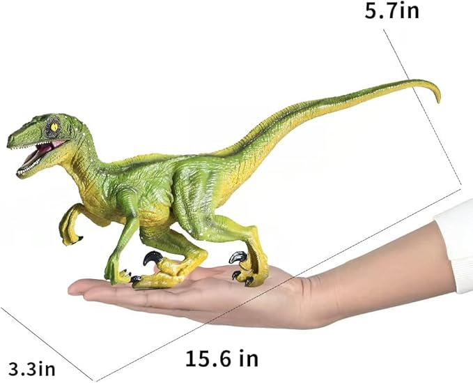 JR PARK 2Pcs Dinosaur Toys, 15.5″ Large Velociraptor Green Dinosaur Action Figure, Realistic Dinosaurs Toys Gifts for Boys Girls, Birthday Gifts Christmas Decor