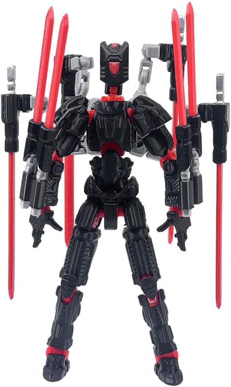 T13 Action Figure Set (Assembly Completed)，3D Printed Multi-Jointed, Desktop Decorations for Game Lovers Toys,5.5Inch (Black and Red)