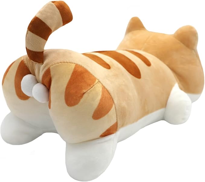 ELAINREN Soft Yellow Calico Cat Plush Hugging Pillow,Cute Orange Tabby Kitten Stuffed Toy,Cartoon Tiger Kitty Plushie Doll Gifts/15.7''