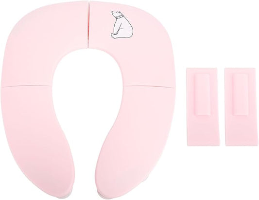 Foldable Travel Potty Seat Lightweight and Convenient Design, Suction Cup Toddler Toilet Training Portable Potty Seat for Comfort PP Material Cleaning Improves Clean (Pink)