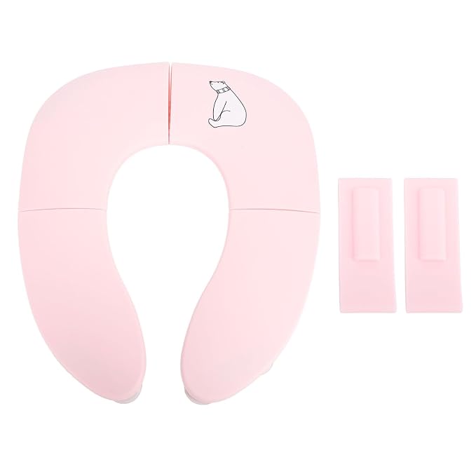 Foldable Travel Potty Seat for Toddler Portable Slip Suction Cup Toilet Training Baby Folding Potty Seat (Roseate)
