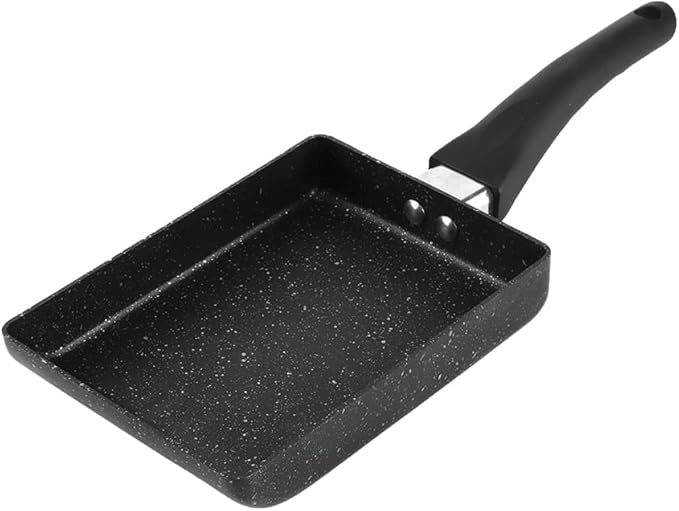 Joyzan Square Japanese Omelette Pan, Tamagoyaki Egg Skillet Maker Nonstick | Roll Rectangle Tamago Frying Rectangular Kitchen Cooking Griddle Tools Plastic Handle Baking Pancake Induction Cooktop Black