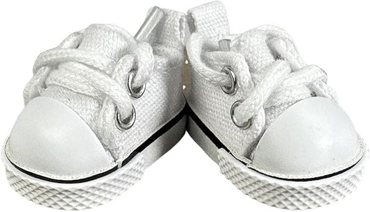 17cm Dolls Shoes, Lace-Up Canvas Sneakers Mini Shoes for 17cm Dolls, Fingerboard Shoes, Mini Finger Shoes, Clothing Accessory for 6.7in Dolls (1 Pair of White)