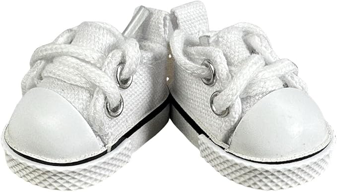 2 Pairs 17cm Doll Shoes, Lace-Up Canvas Sneakers Mini Shoes for 17cm Dolls, Fingerboard Shoes, Mini Finger Shoes, Clothing Accessory for 6.7in Dolls (Blue & White)
