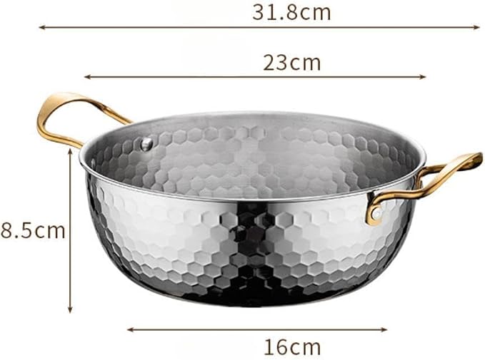 Generic Korea Ramen Pot, Stainless Steel, Silver 22cm, No Lid, Portable, Fast Heating, Multifunctional, Suitable for Home, Camping, Restaurant