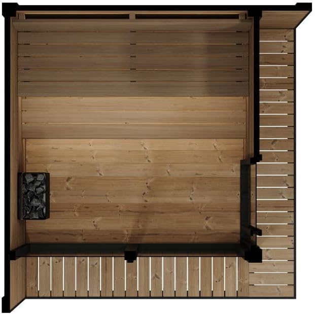 GL6 Outdoor Sauna Kit, Garden Luxury-Series Outdoor DIY Sauna Kit, Thermo-Spruce, up to 6 Persons Bundles (Sauna Heater and Sauna Stones Included) (Drop 9 WiFi - Mirror)