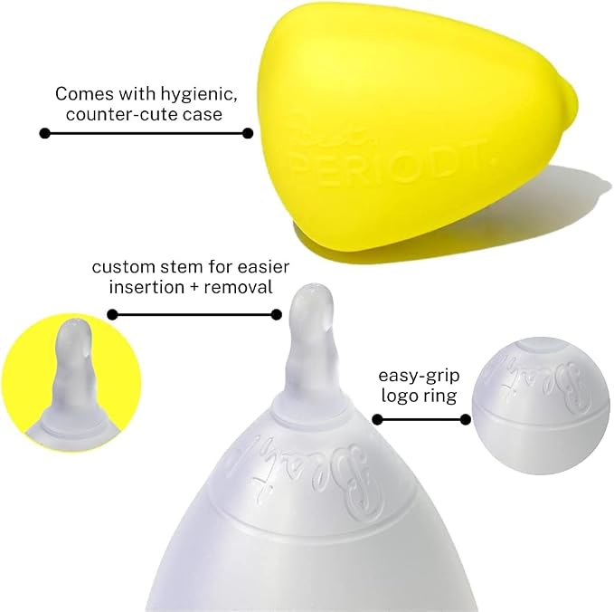 Best Periodt Menstrual Cup - High Capacity Soft Period Cup for Heavy Flow - 12 Hour Leak Free - Comfy & Easy to Use - Comes with Yellow Menstrual Cup Case - USA Made (Size 2)