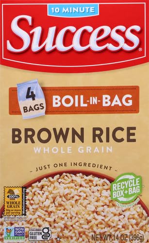 Success Boil-in-Bag Rice, Brown Rice, Quick and Easy Meals, 14-Ounce Box (Pack of 4)