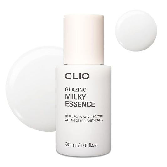 CLIO Glazing Milky Essence, Rice PDRN Toner for Boosting Radiant Glass Skin, Lightweight Hydrating Skin Prep for Makeup, Ceramide Skin Barrier Care for Sensitive Skin, Korean Skincare (1.01 Fl Oz)