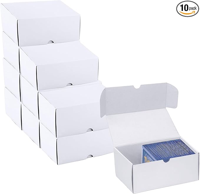 Toploader Trading Card Storage Box, 10-Pack 100 Count White Corrugated Cardboard Bulk Sports Top Loaders Storage Box for TCG/Magic/Mtg Basketball Cards, Collectible Trading Card Organizer
