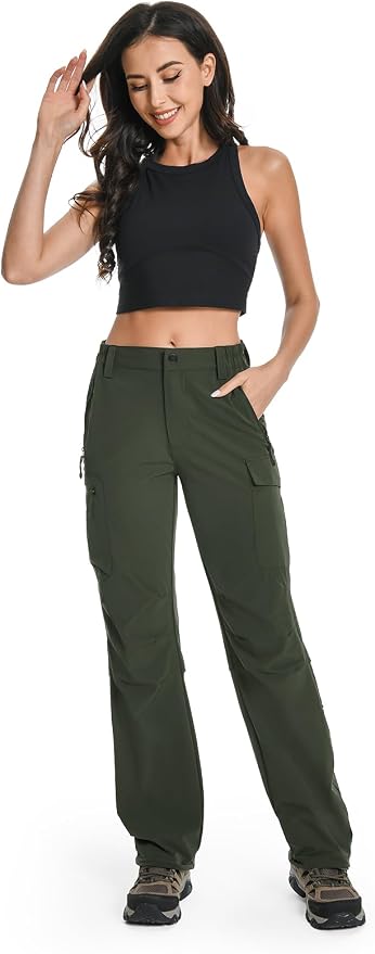 Moosehill Women's Hiking Pants Lightweight Quick Dry Water Resistant Cargo Travel Work Summer Pants for All Seasons