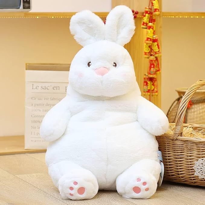 ARELUX Cute Bunny Easter Plush Rabbit 14in Stuffed Animal Hugging Pillow:Soft Large Sleeping Body Warm Fluffy Pillow Ideal Gift for Adorable Chubby Tiger Plushie Toy