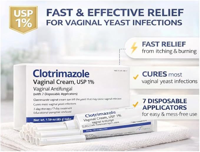 Clotrimazole Vaginal USP 1% Cream - 45 Gm