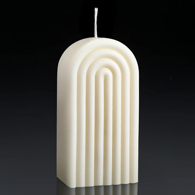 Arch Shaped Candles Geometric Scented Aesthetic Candle Geometric U Shaped Candles Minimalist Candle Aroma Wax Art Decorative Soy for Spa Yoga Birthday Gift Home Party Decor(White)