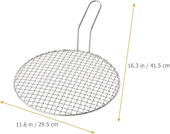 Kichvoe Grill Mesh with Handle 16.33 X 11.61 Inch Stainless Steel Korean Bbq Outdoor Cooking Grill Net for Meat Vegetables Fish Non-Stick Barbecue Rack