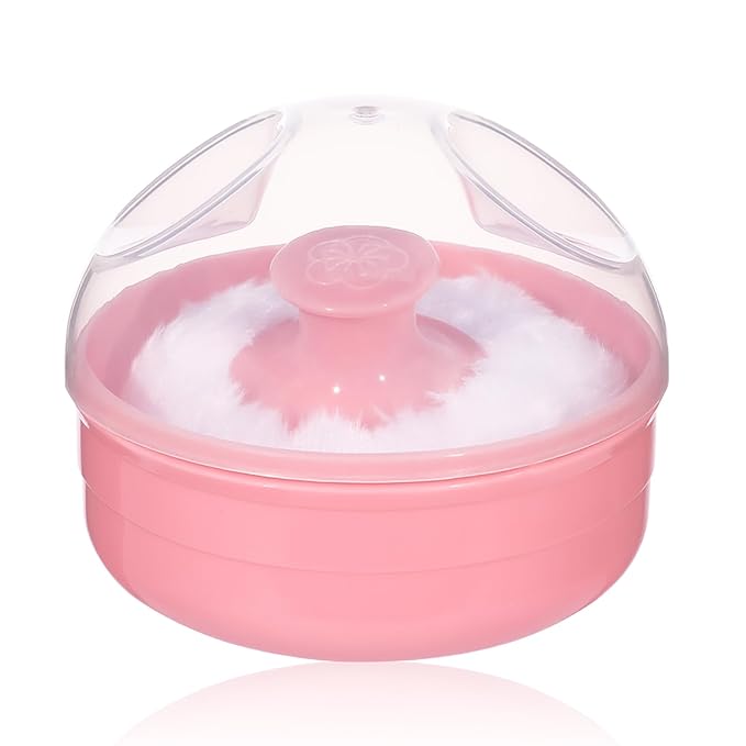 UTENEW Cosmetic Tool Baby Soft Face Body Powder Puff Sponge Box Container Case (Pink)