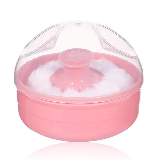 UTENEW Cosmetic Tool Baby Soft Face Body Powder Puff Sponge Box Container Case (Pink)